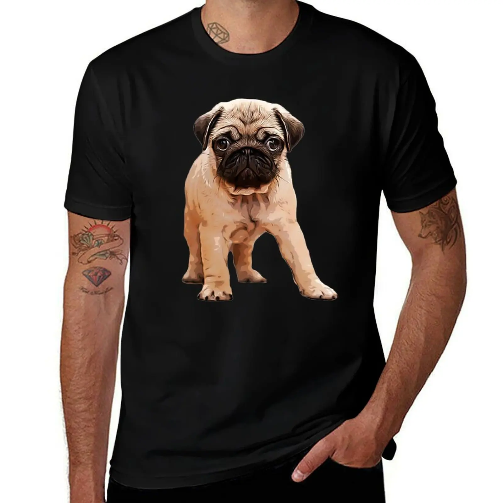 

Pug Cute Pug Puppy Dog Gift T-Shirt t shirts for man cotton funny cotton tshirt 100% T-Shirt