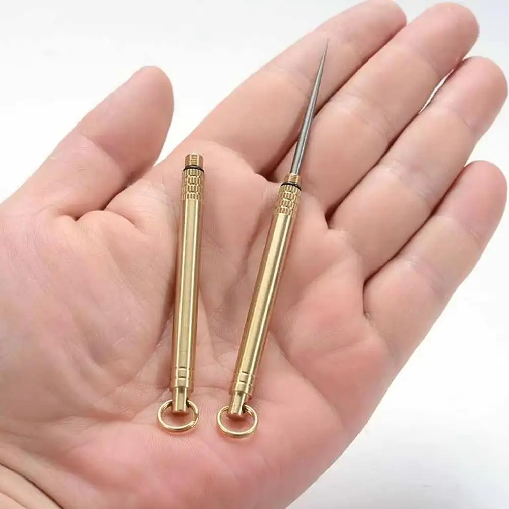 

Reusable Titanium Toothpick Protable Keychain Toothpicks Camping Case Picnic Outdoor Brass With Accessories E7O7