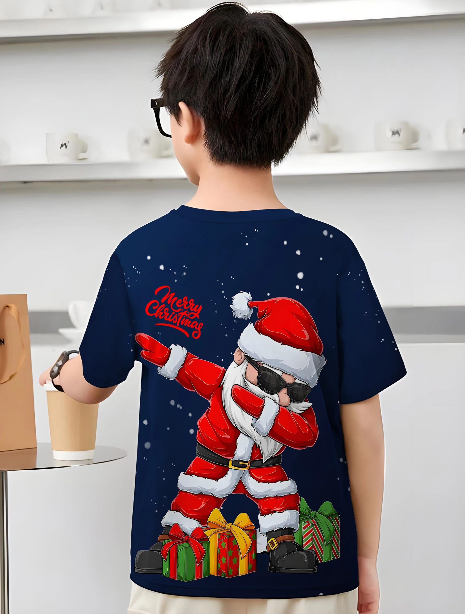 Christmas Santa Claus Children\'s Clothing Boys T Shirts Top Clothes for Children 2024 Kids Clothes Boy Child Tee Shirt Tops Baby