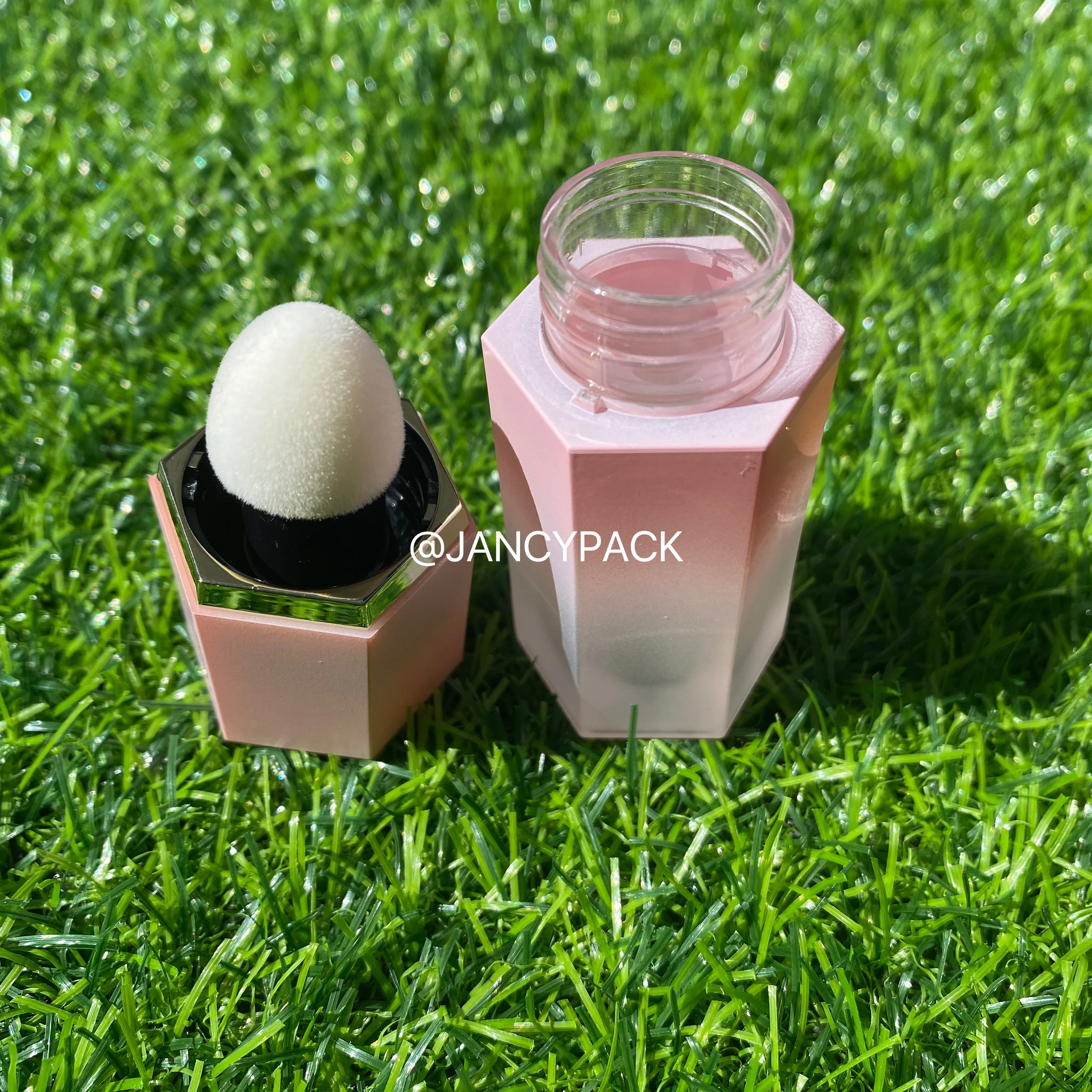 7ml Pink empty Blush Contouring Shadow Blusher Powder Cheek Tint Cosmetics container bottle with soft sponge