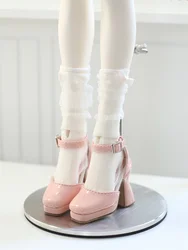 BJD Doll Shoes Toys GL/DFH 1/4 Girls High Heels Square Toe Pink White Black Soft Silk Elegant Glossy Leather Doll Accessories