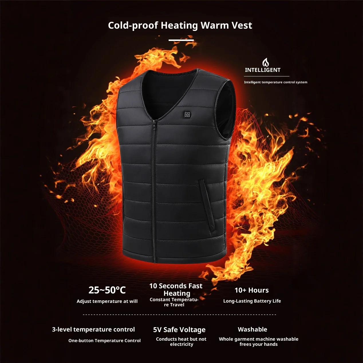 

Новинка 2025 года, мужской умный жилет с подогревом, USB электрическое термобелье, зимний хлопковый жилет с постоянной температурой