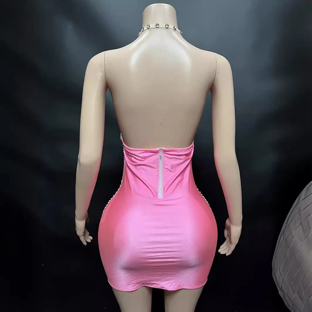 New Trend Shining Women's Sexy Sequins Backless Deep V Women's Short Club Dress Nightclub Women Dresses for Party and Wedding