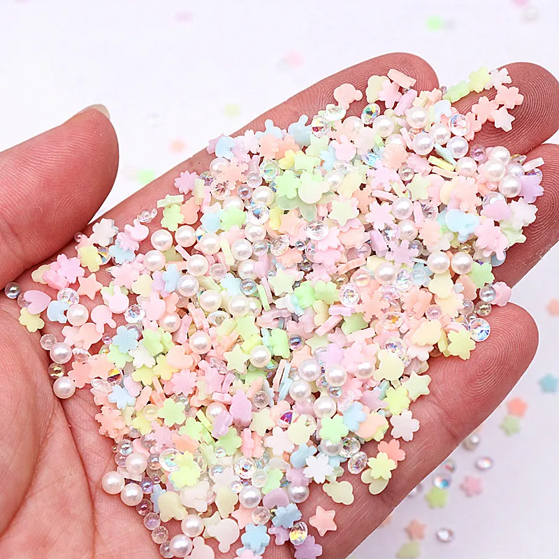 5mm Luminous Fluorescent Polymer Clays Diamonds Beads Mix for DIY Crafts Plastic Slime Filler Supplies DIY Handwork Material