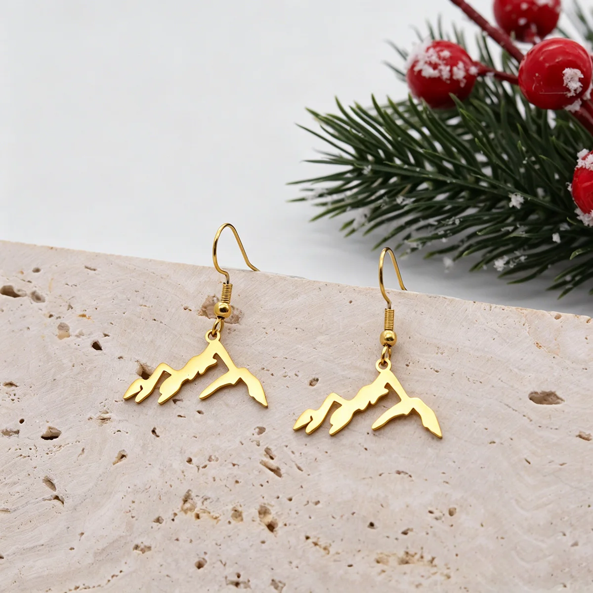Kinitial Stainless Steel Mountain Range Dangle Earrings Peak Hill Drop Earrings For Women Climbing Hiking Jewelry Gift