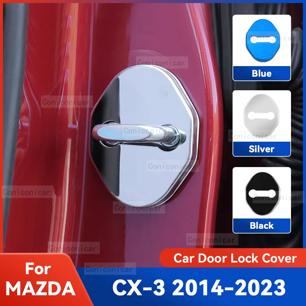 

Auto Car Door Lock Protect Cover Emblems Case Stainless Steel Decoration For MAZDA CX-3 2014-2023 Protection Accessories