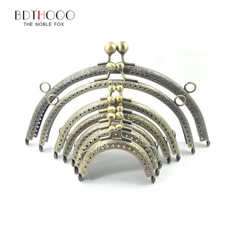 10pcs Wholesale 6.5/7.5/8.5/10.5/12.5/15/20cm Metal Semicirc Frame Purse Handle Coin Bags  Kiss Clasp Lock  Accessories