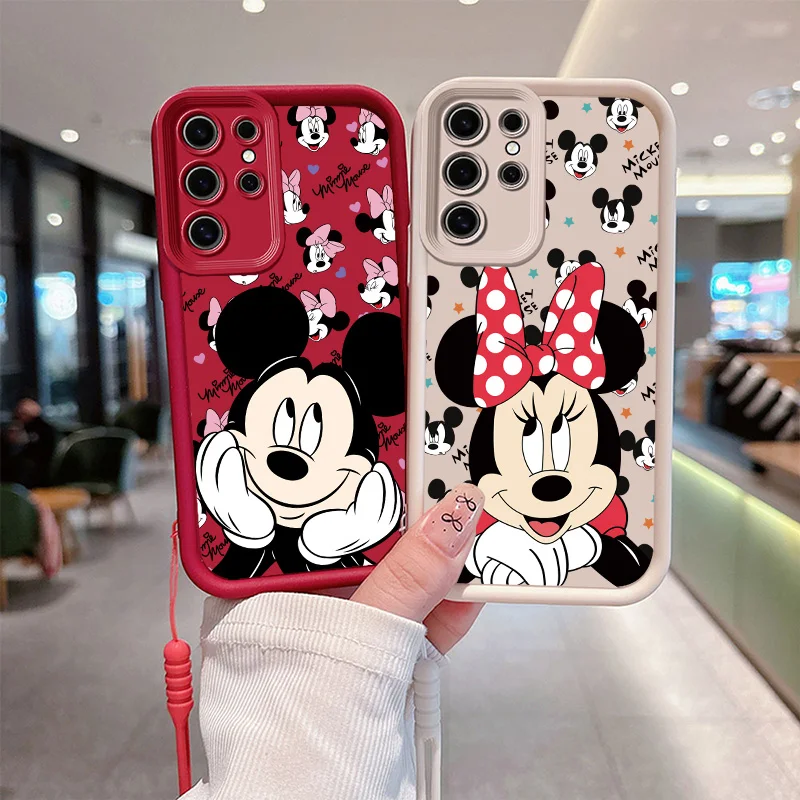 Disney Mickey Mouse Couple Eyes Ladder Rope Phone Case For Samsung A25 15 73 71 54 53 52 51 50 34 33 32 31 30 24 23 22 21 20 S