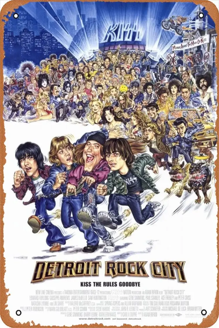 Detroit Rock City Movie Poster Tin Painting Tin Sign Metal Sign Vintage Metal Poster Home Wall Decoration, Multicolor, 8in x 12i