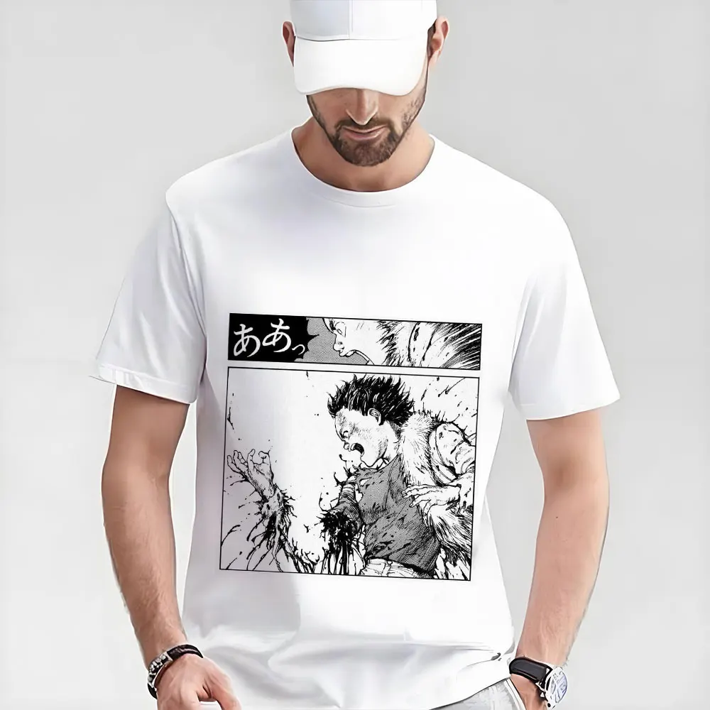 

0325 Otomo Akira Anime T Shirt Cyberpunk Manga City explosion Graphic clothes cyber mecha Neo-Tokyo Streetwear All size tops