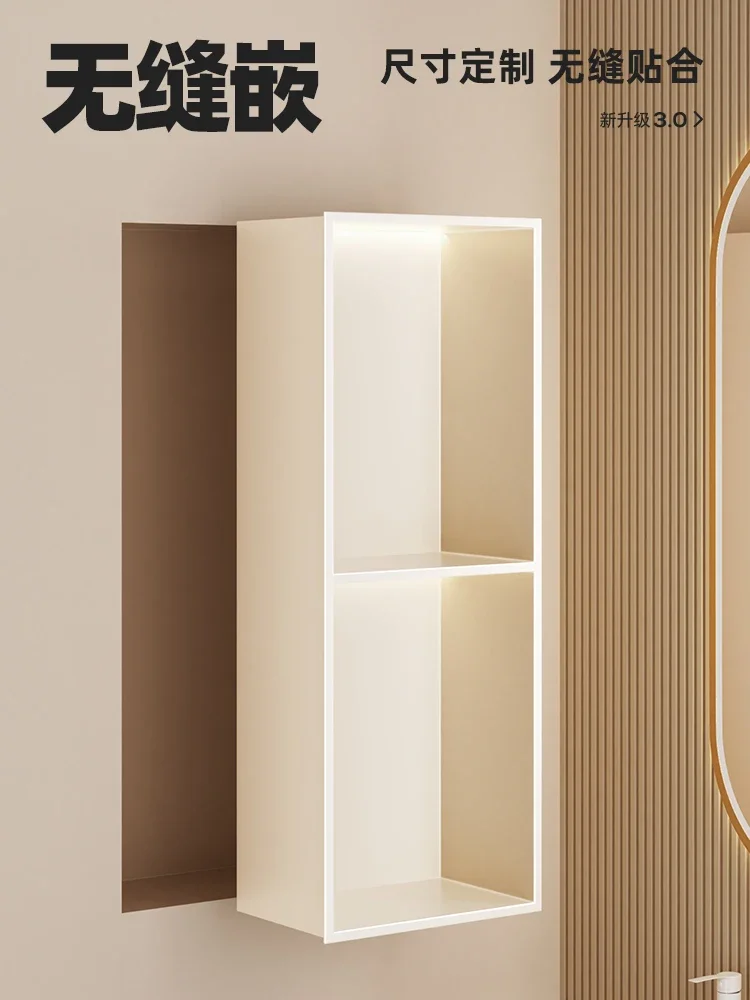Cream Style Stainless Steel Niche Bathroom Embedded Bathroom Finished Storage Rack Metal Customized TV Cabinet Partition