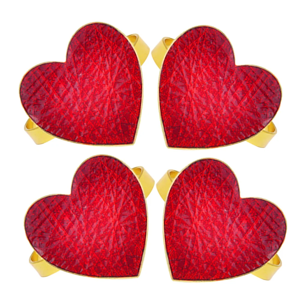 

4Pcs Red Heart Napkin Rings Valentine Day Metal Napkin Holders Romantic Table Setting Wedding Party Decor Christmas Table Decor
