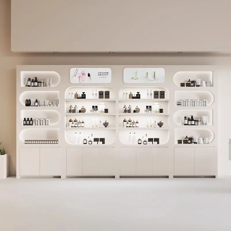 

02Nail art storage display cabinet Barber shop cabinet Beauty salon Cosmetics product display rack