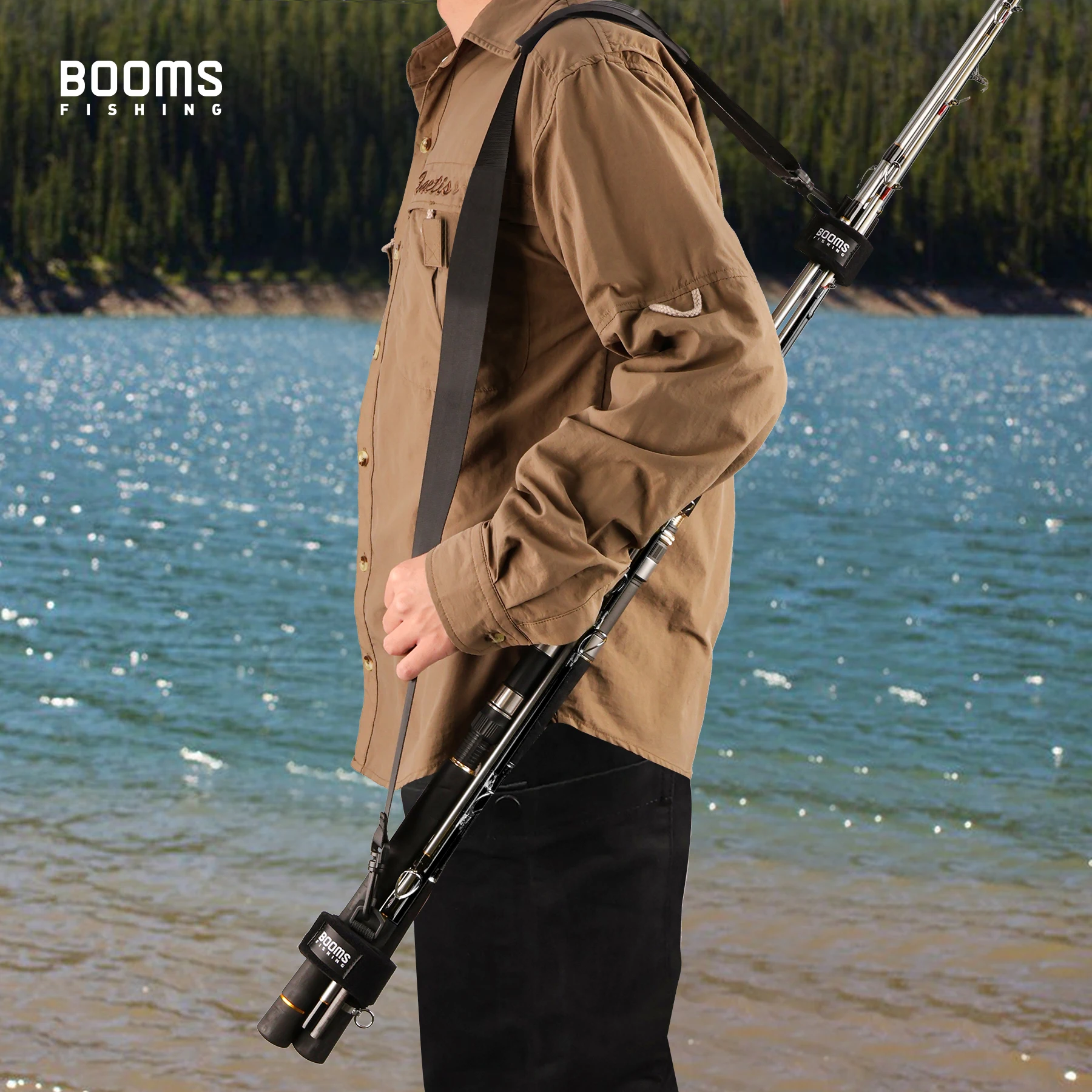 Booms Fishing RS4 Rod Carry Strap Sling Shoulder Belt Black Fishing tool accessories