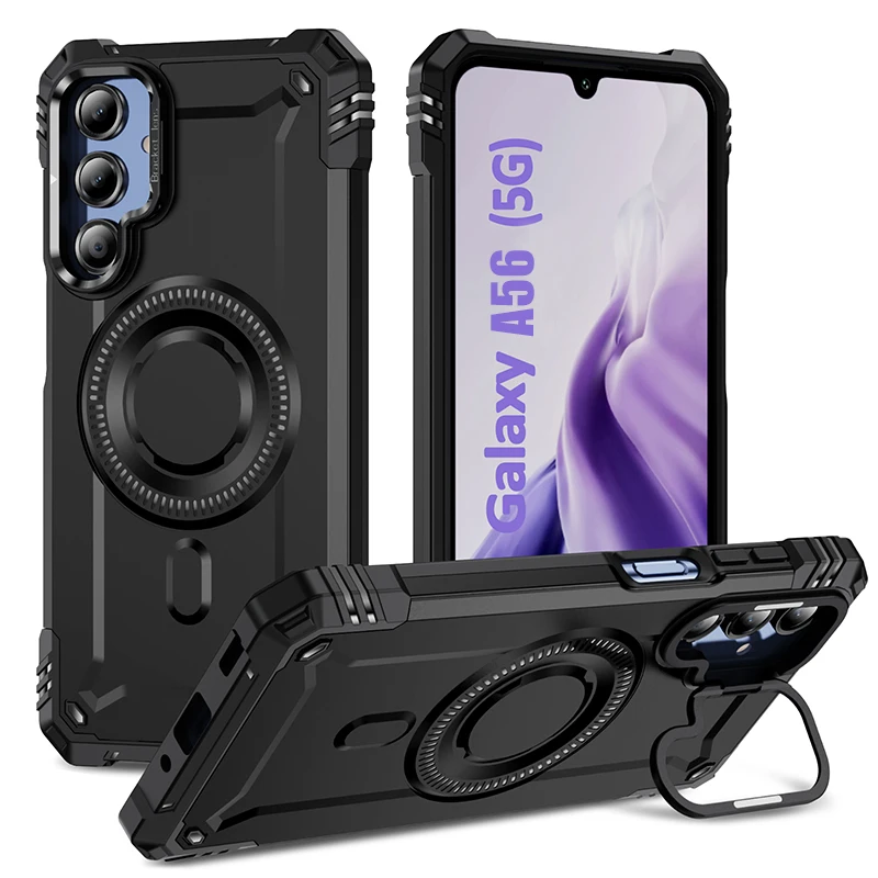 

For Samsung Galaxy A56 Case Shockproof Rugged Cover Magnetic Ring Stand Wireless Charging Camera Protection Heavy Duty Phone Cas