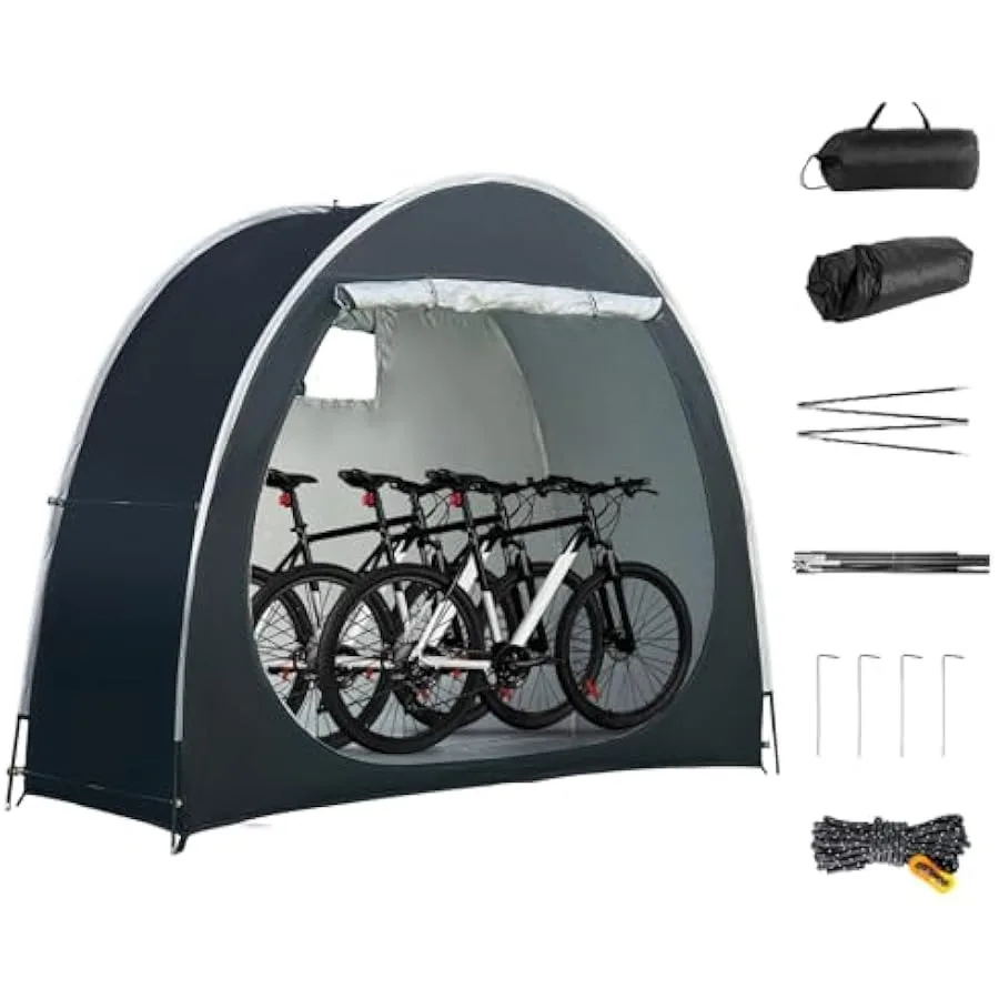 

Bike Storage Shed Ten for 2-3 Bikes 210D Oxford Thick Waterproof Bicycle Shed Tent Bike Cover Shelter for Motorcycle Garden Too
