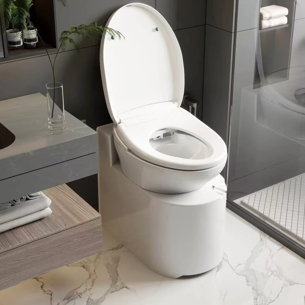 12V 24V RV Toilet ABS Plastic Portable Waterless Composting with Ventilation for Motorhome Camper Van Boat