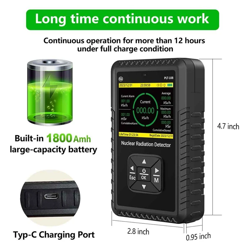 Geiger Counter Nuclear Radiation Detector - Portable Handheld Beta Gamma X-Ray Radiation Monitor Meter With LCD Display