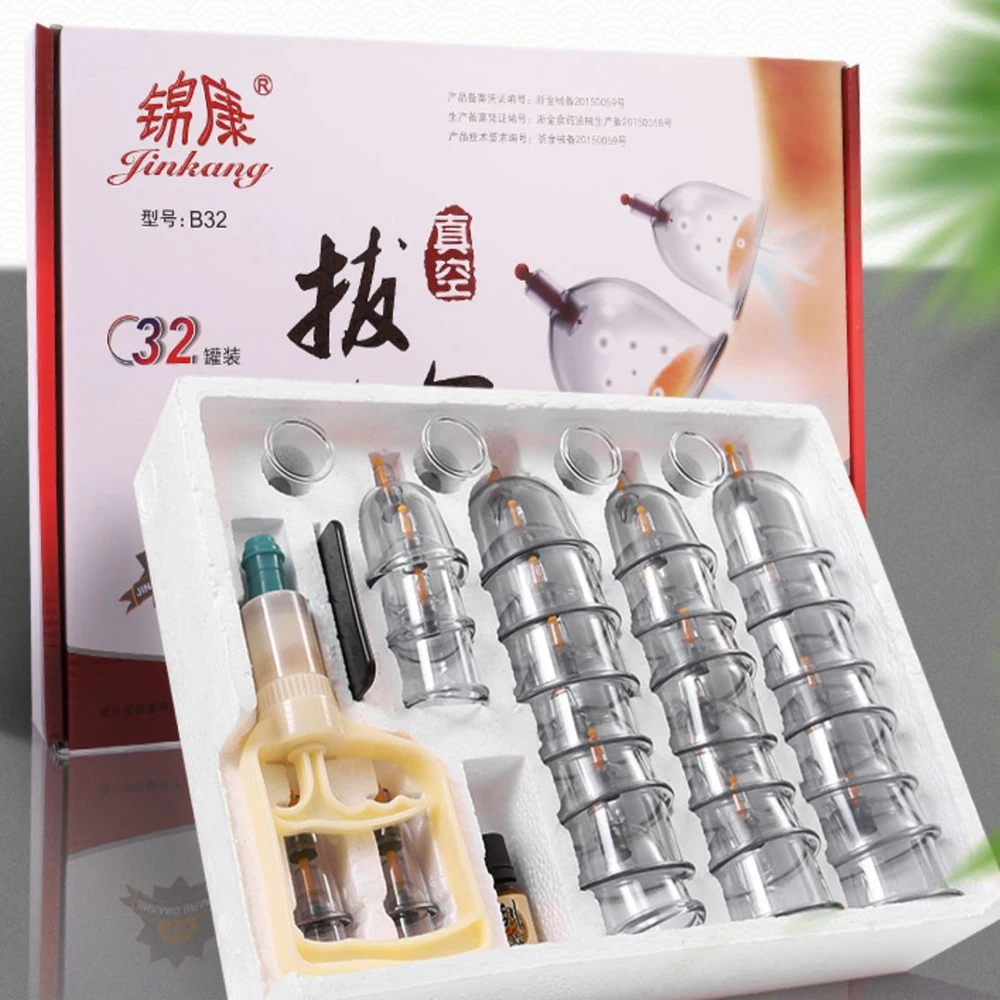 

32 Pcs Professional Vacuum Cupping Cup Chinese Medicine Physiotherapy Thicker Cupping Therapy Set Detox Anti Cellulite Massager