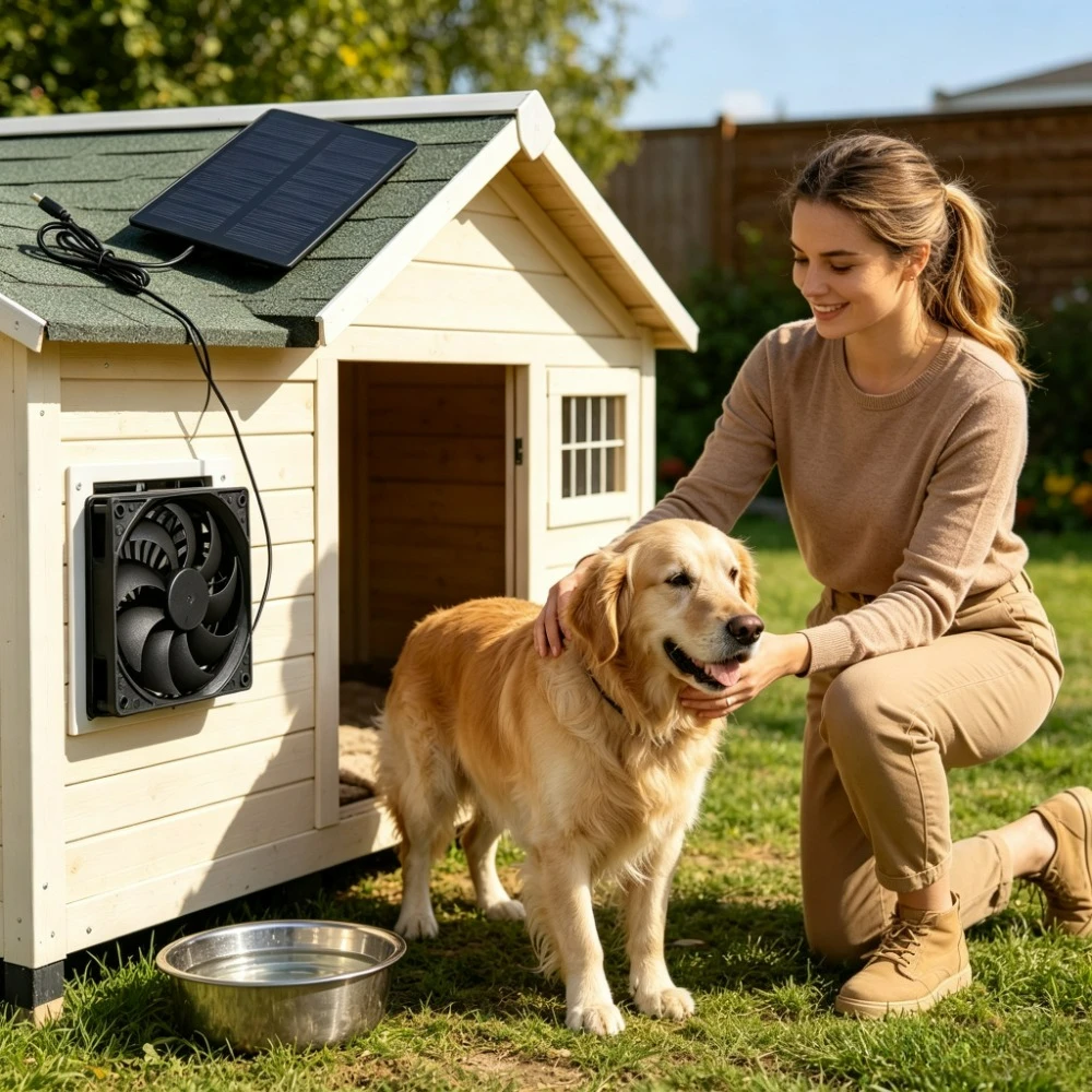 Waterproof Solar Powered 12cm Vent Fan with Solar Panel Outdoor Exhaust Air Circulation Fan for Greenhouse Chicken Coop Pet