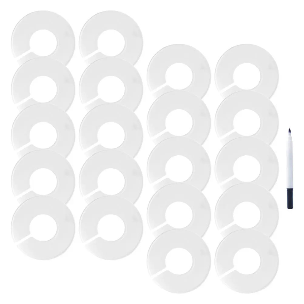 

20pcs Plastic Clothing Rack Size Dividers Round Hangers Closet Dividers Garment Tags Size Marking Ring White Blank Dividers