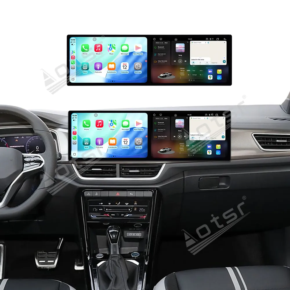 المزدوج 10.1 بوصة السيارات carplay أندرويد 15.0 لفولكس واجن T-Roc 2023 - 2024 راديو السيارة مشغل وسائط متعددة نظام تحديد المواقع ستيريو اللمس رئيس وحدة