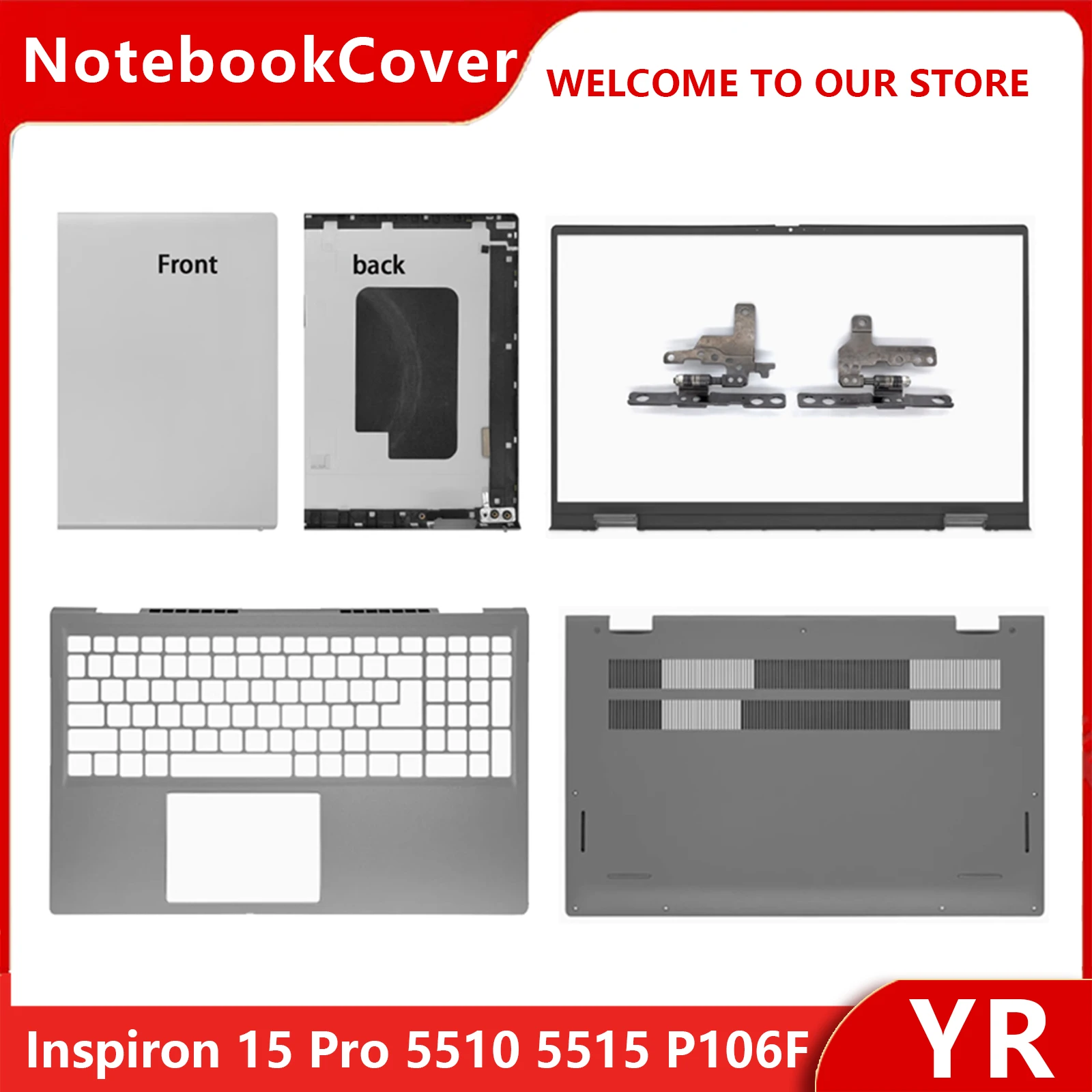 New For Inspiron 15 Pro 5510 5515 P106F LCD Screen Back Cover Top Case 0CHFVW Front Bezel Hinges Palmrest Bottom Case 15.6inch