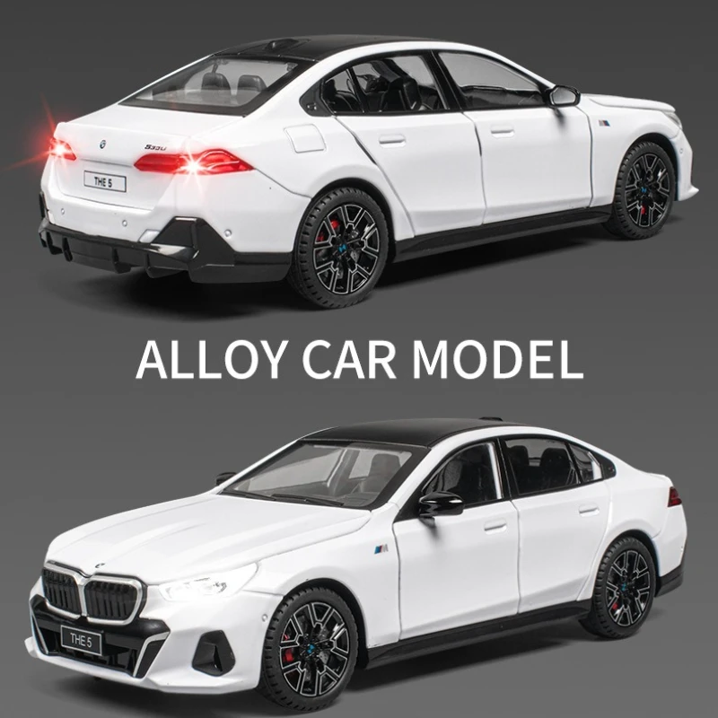 1/24 مقياس BMW 530LI 5 سبيكة سيارة نموذج التراجع لعبة مركبة الضوء والصوت نموذج سيارة لعبة أطفال هدية مصغرة Voiture