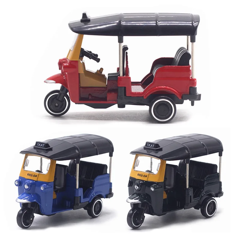 1:43 Scale Metal Alloy Classic Tuk Tuk Taxi Bangkok India Tricycle Taxi Car Model Toy Diecast Vehicles Display Souvenirs Gifts