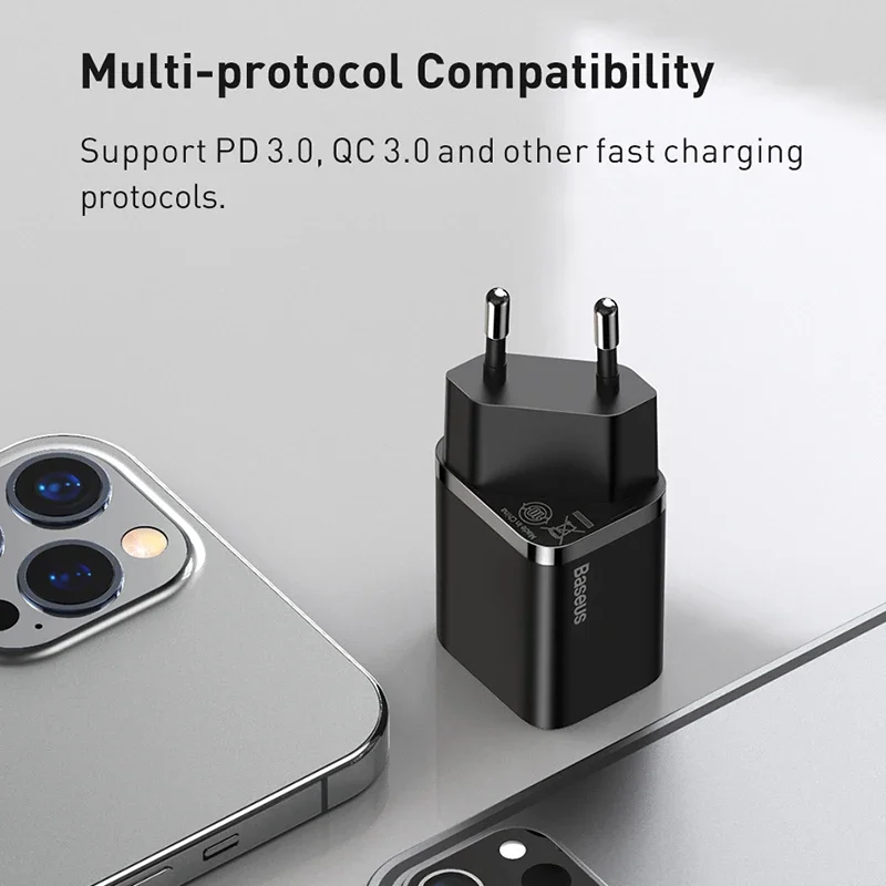 Baseus PD Charger 30W USB Type C Fast Charger QC3.0 USB C Quick Charge 3.0 Dual Port Phone Charge for iPhone 14 13 X Xs Macbook