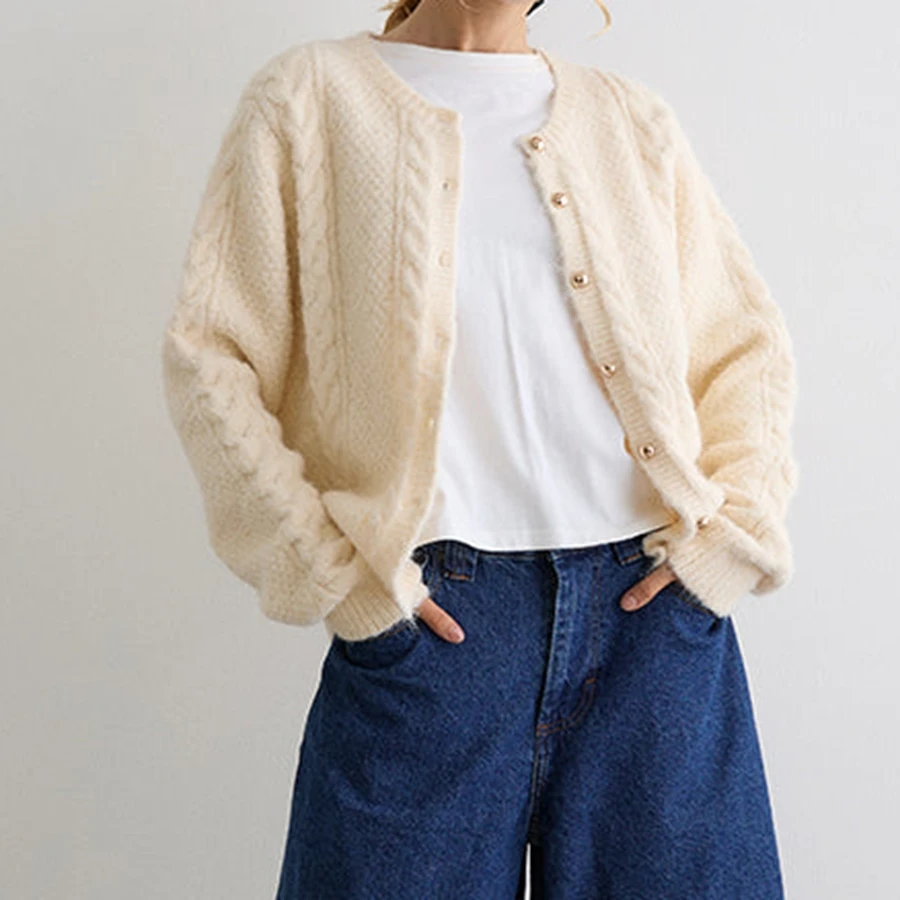 

Casual Womens Fashionable Solid Color Long Sleeve Knit Cardigan Crew Neck Button Down Lightweight Cardigans