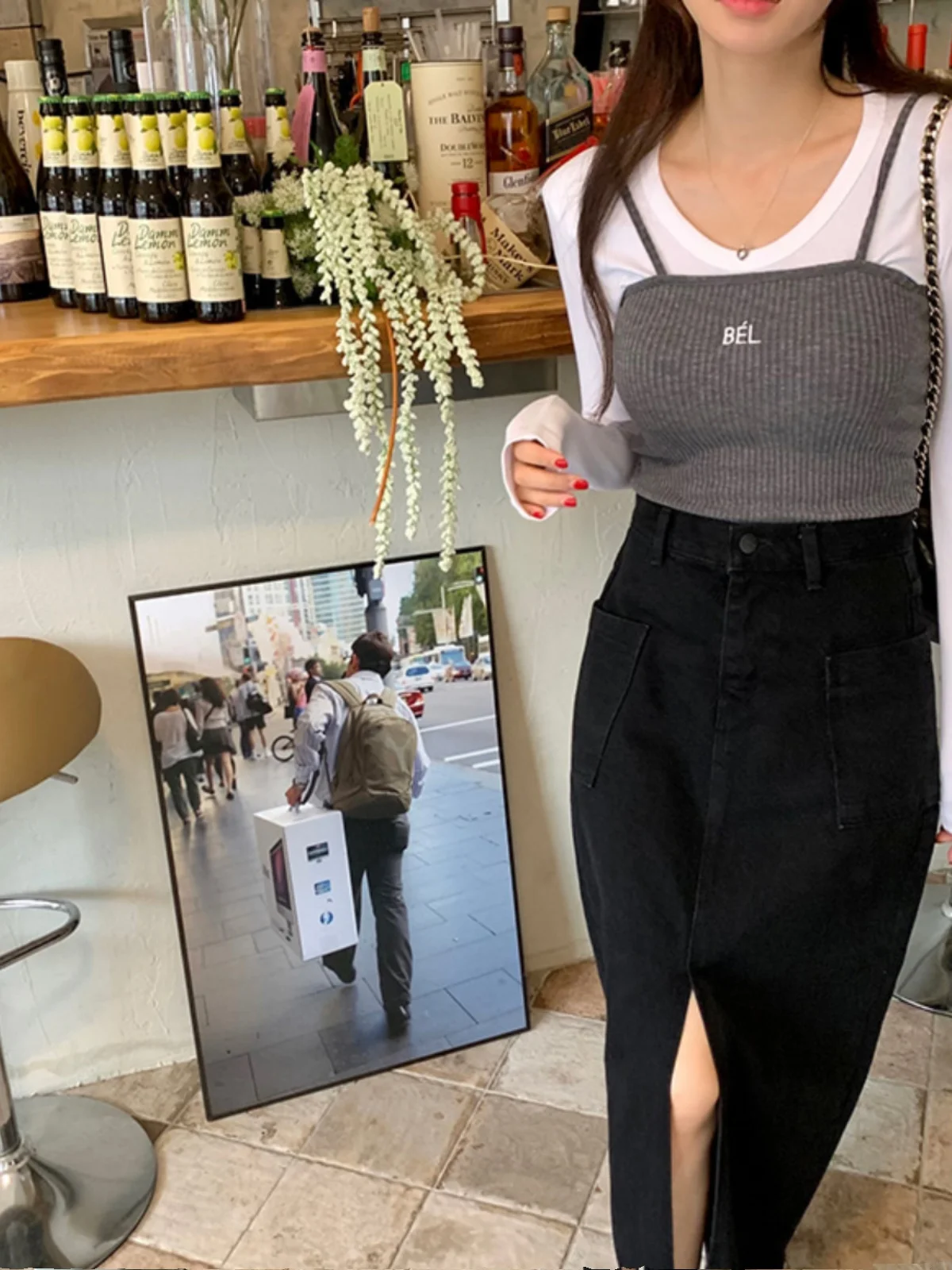 

Джинсовая юбка с высокой талией в стиле ретро, женская облегающая юбка с прямым запахом для ног вокруг длины до бедра, для поездок на работу