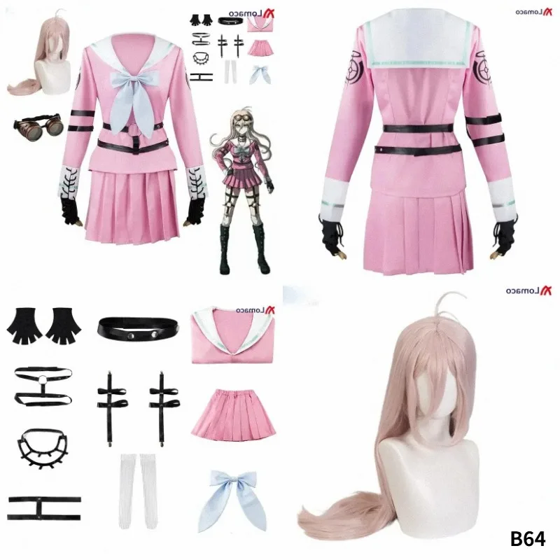 Costume de cosplay Anime Danganronpa V3 Killing Harmony Iruma Miu, perruque, lunettes, robe uniforme pour femmes, costumes d'Halloween 7851N