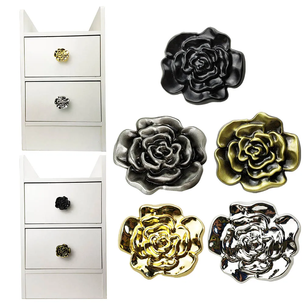 Rose Shape Zinc Alloy Furniture Handle Door Cabinets Knobs For Children Room Cabinet Knob Home Improvement Building Hardware