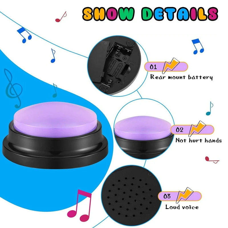 8 PCS Answer Buzzers Button Answer Buzzer Game Show Buzzer Recordable Button Classroom Buzzers For Christmas Team Party