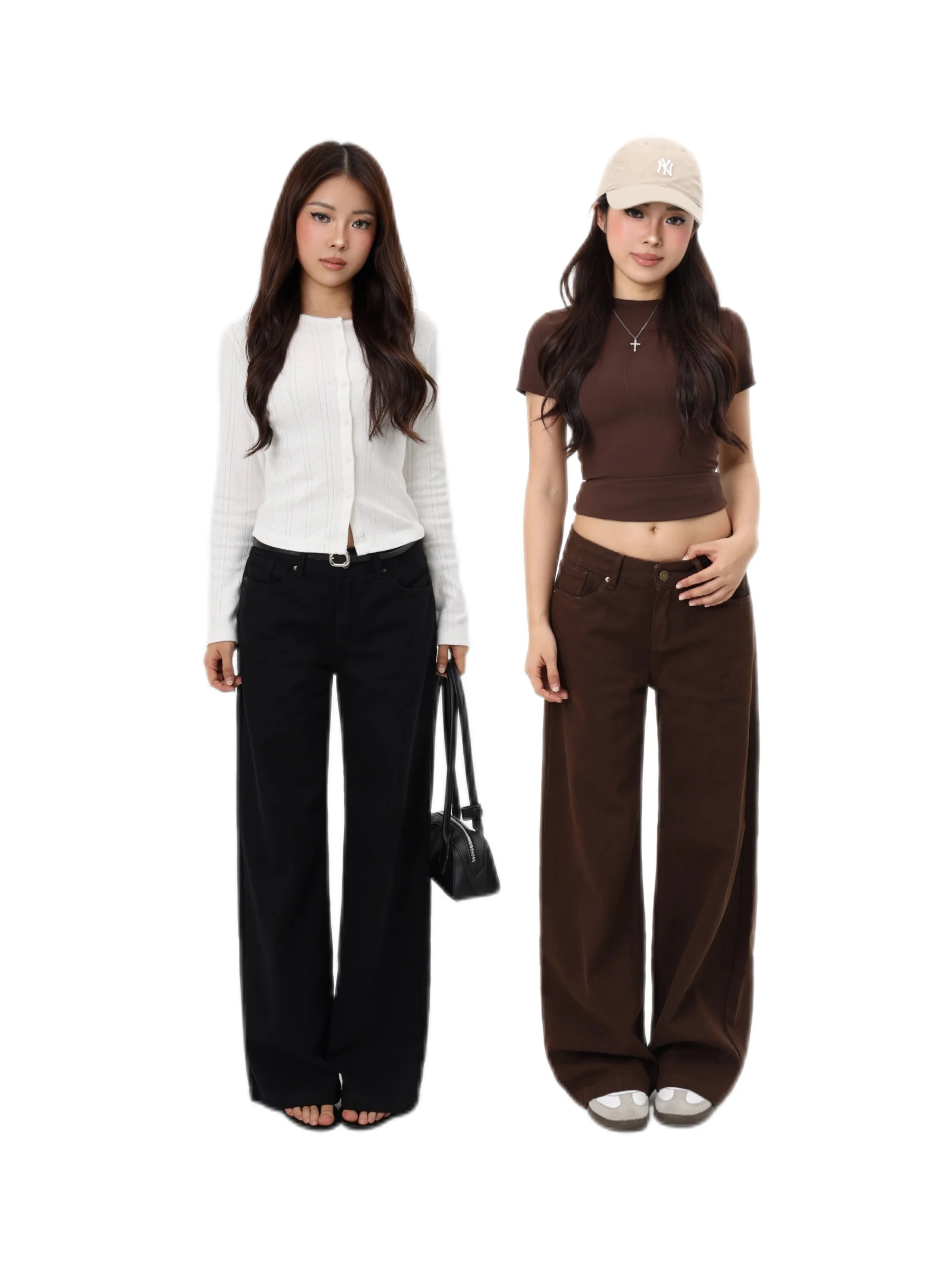 

MIMIETTE Low Waist Straight Leg Color Block Denim Jeans American Style Versatile Slimming Cotton Pants for Women