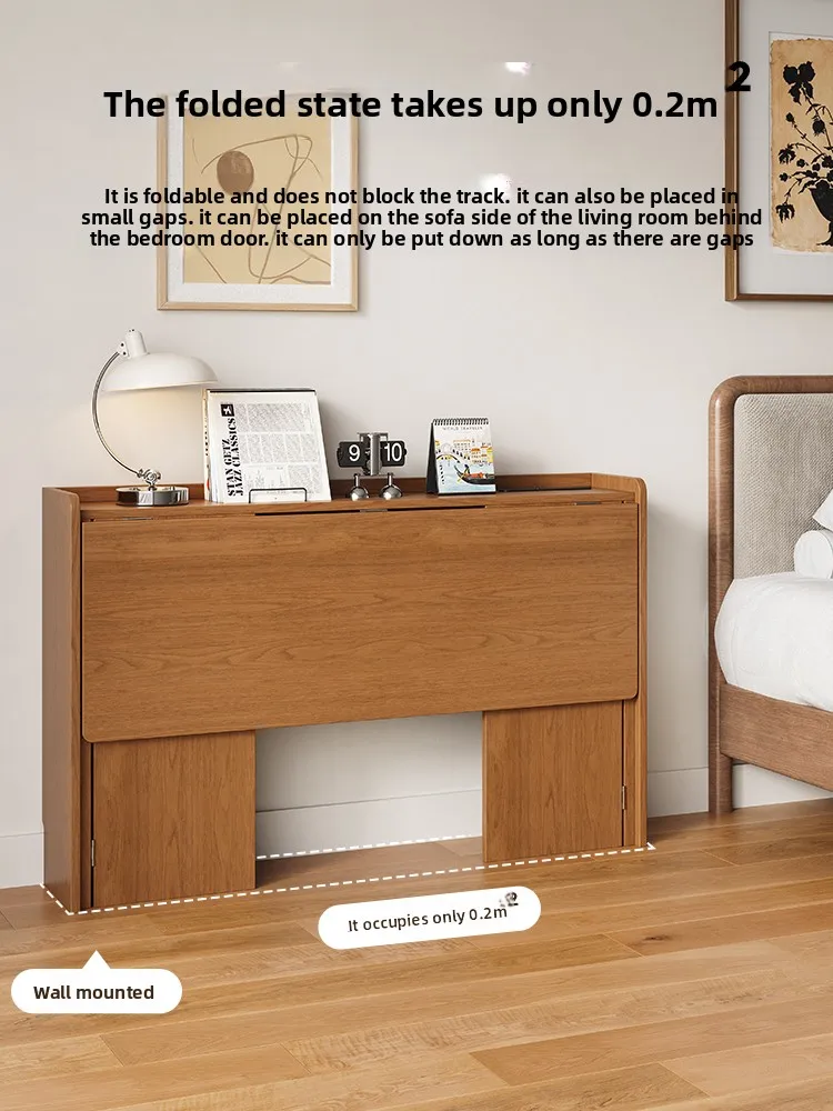 مكتب كمبيوتر من الخشب الصلب قابل للطي، شقة صغيرة، جدار منزلي قابل للإزالة، طاولة صغيرة ضيقة، منزل بسيط للإيجار بجانب السرير