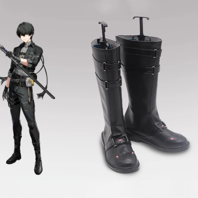 Spiel Wuthering Waves Rover Männliche Cosplay Schuhe Schwarze Stiefel Männer Frau Halloween Party Karneval Roleplay Kostüm Schuhe Angepasst