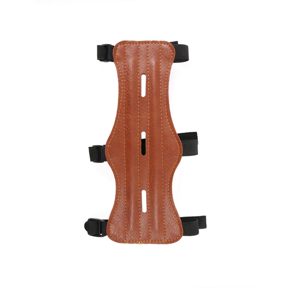 

【】Genuine Cow Archery Arm Guard Breathable Protective Gear Triple Adjustable Buckle Wristband For Hunting Shooting