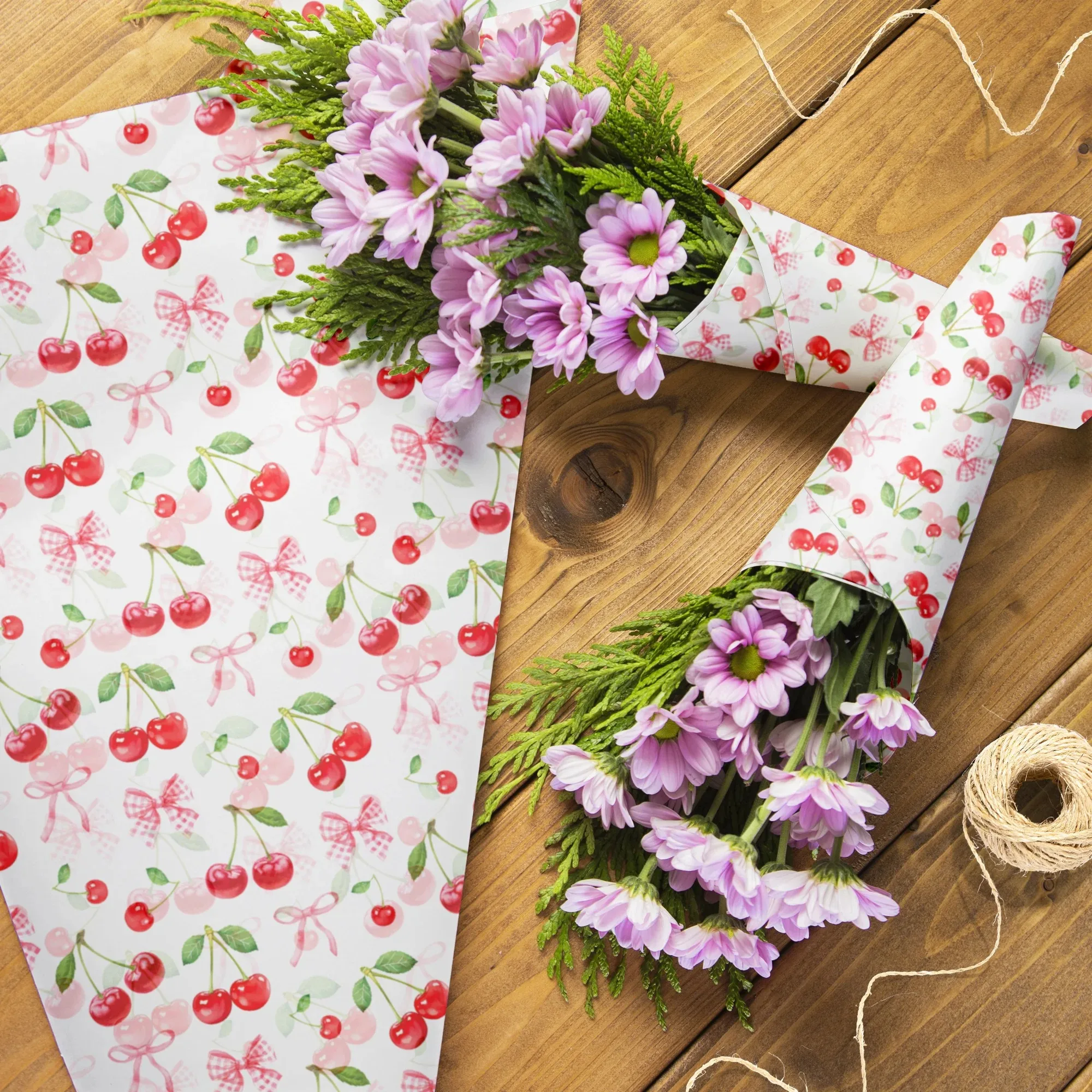 15/35 Blatt Rosa Kirschblüten-Seidenpapier Fruchtthema Geschenkpapier Dekoratives Papier für Geburtstag Hochzeit Babyparty DIY Basteln Party – Detail 3