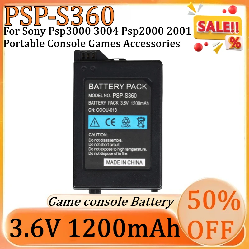 

New PSP-S360 3.6V 1200mAh Psp S360 Battery for Sony Psp3000 3004 Psp2000 2001 Portable Console Games Accessories
