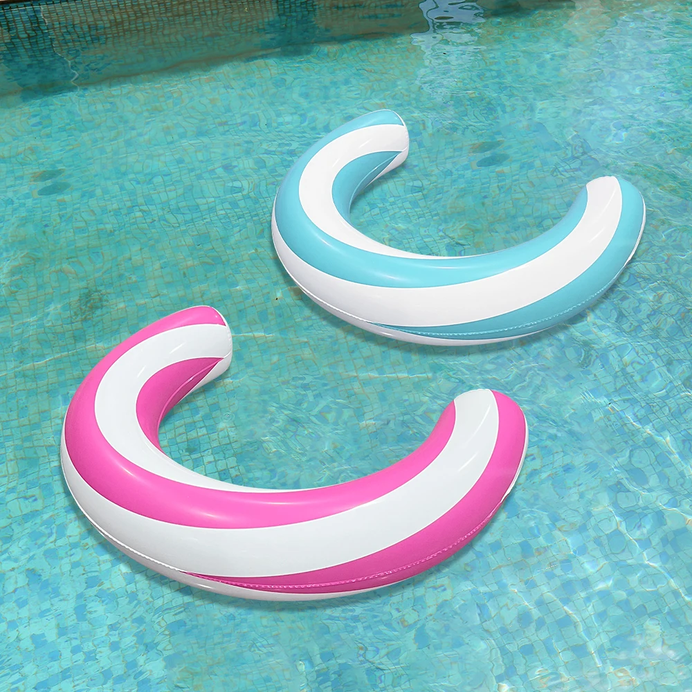 1 Stück PVC Aufblasbare U-förmige Pool-Schwimmhilfe, Gestreifter Wasser-Schwimmstab, Tragbare Schwimmende Pool-Liege für Erwachsene
