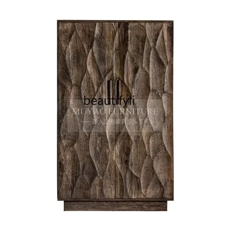 

SS03A American solid wood porch cabinet French living room carved dining side cabinet retro stle integrated partition cabinet Y