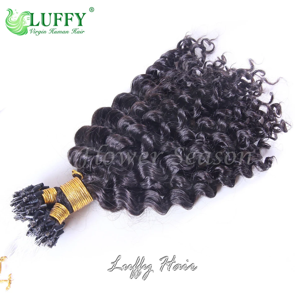 Micro Loop Human Hair Extensions Jerry Curly Microlink Hair Extensions for Black Women Burmese Hair Micro Ring Loop Extensions