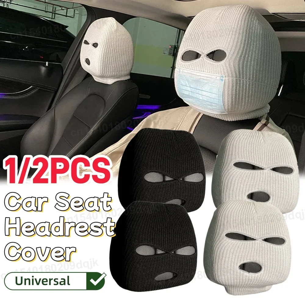 

1/2 шт. универсальный чехол на подголовник автомобильного сиденья, Балаклава с 3 отверстиями, полное покрытие на Хэллоуин, Рождество, забавное украшение автомобиля для Тесла для BMW
