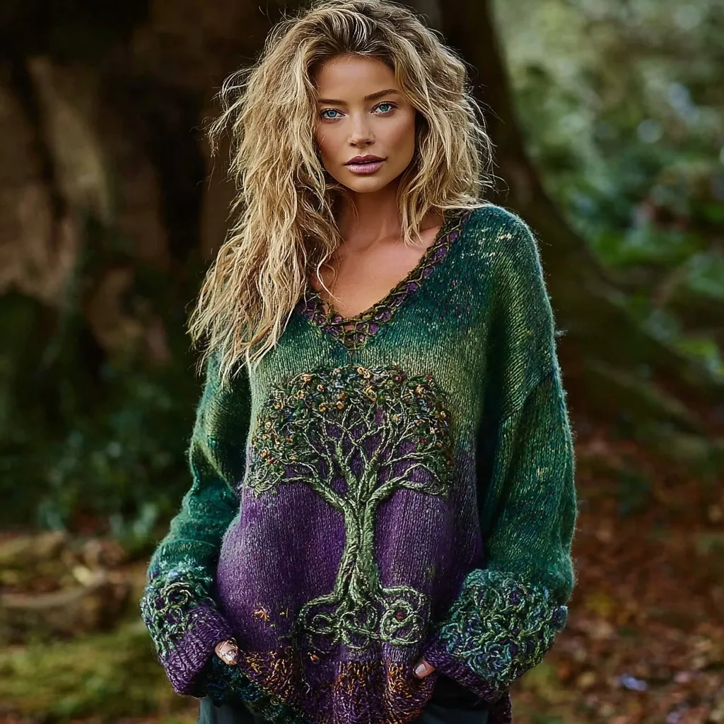 2025秋冬新作 レディースセーター ルーズVネック スウェットシャツ ドロップショルダー 3Dデジタルプリント 人気 カジュアル パーカー