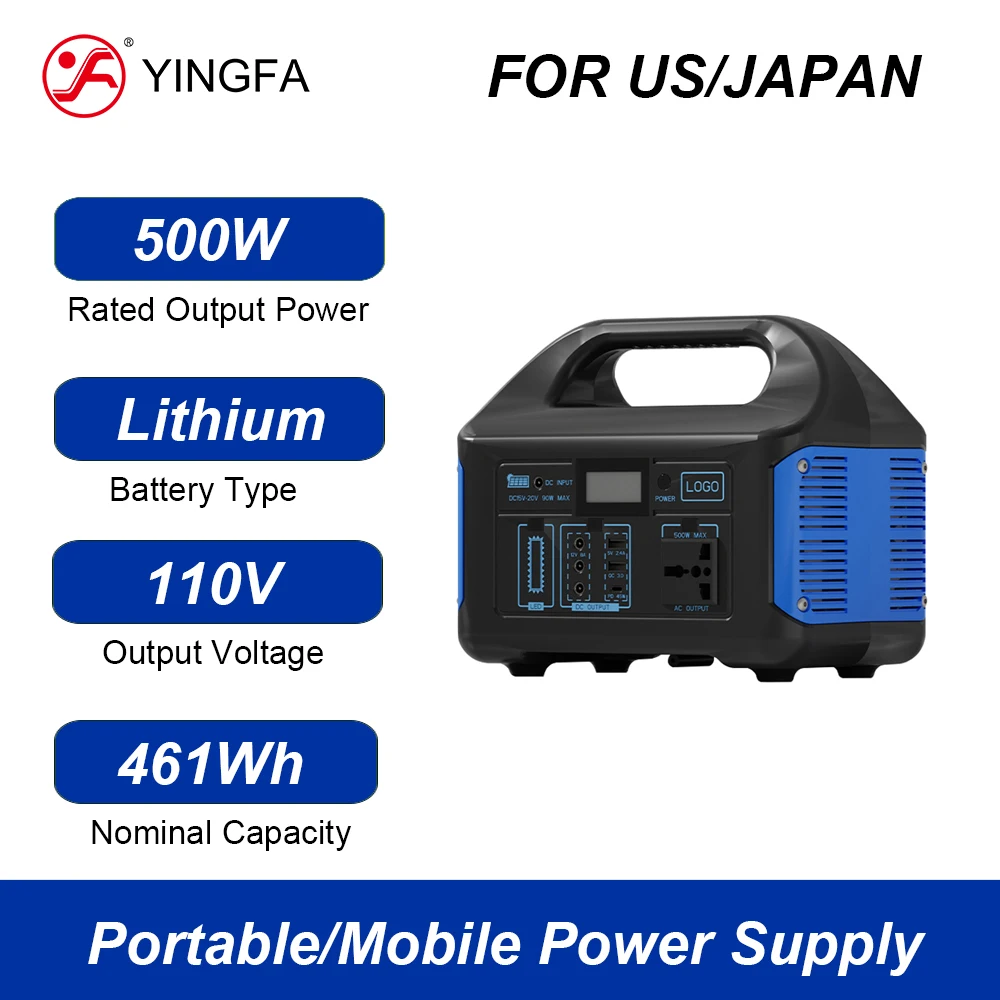 YINGFA 500W 110V 461WH High Power Solar Travel Cooking Outdoor Emergency Mobile Power Supply Energy Station