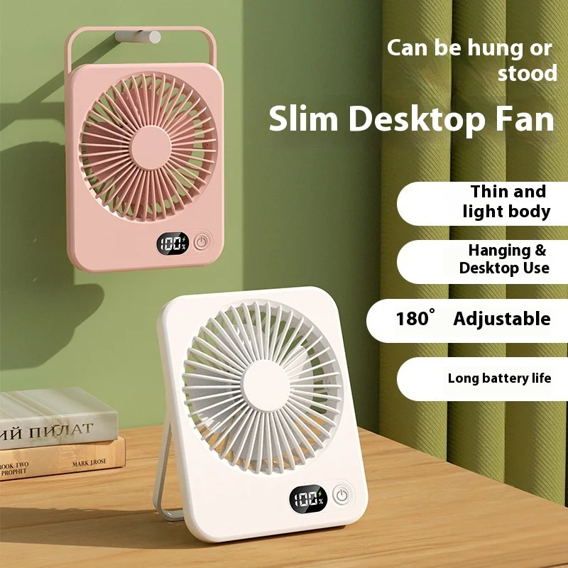 

Ultra-Thin Digital Display Table Fan Portable Hanging Design Multi-Functional Quiet Charging Fan for Desktop Use