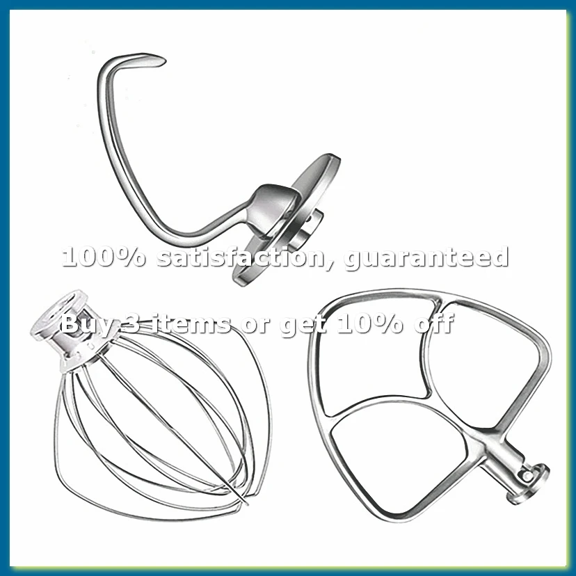 ●Mixer Attachment for 5 Quart Stand Mixer K5WW Wire Whip& 5K7SDH Dough Hook&Mixer Aid Paddle