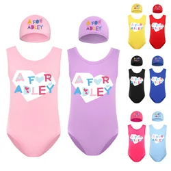 A for Adley Girls Swimsuit + Swimming Cap Set Swimwear Big Girl Swimsuit Skirt Toddler Baby Girl Bathing Suit 1 Piece
